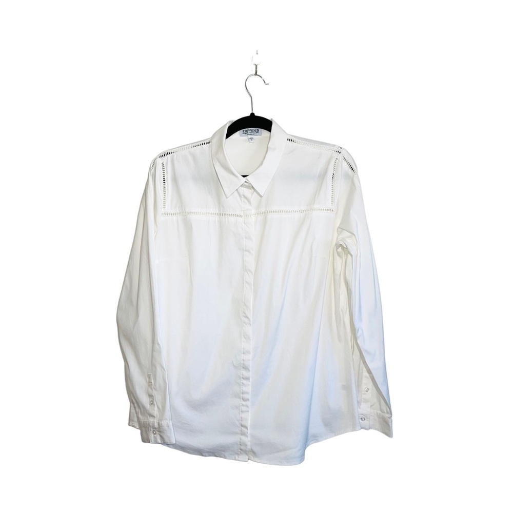 Express Ultimate Essential Shirt Straight Fit Button Down in White Large Women’s